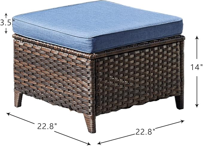 HUMMUH 4 Piece Outdoor Patio Furniture Set Wicker Conversation Bistro Set Swivel Rocker Chairs with 2pcs Ottomans for Backyard, Porch, Balcony