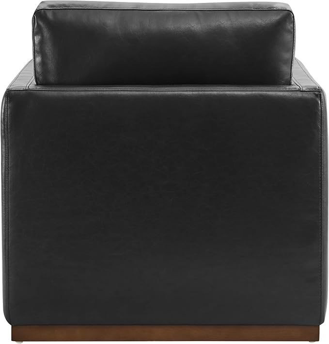 CHITA Swivel Accent Chair, Faux Leather FSC Certified Mid Century Modern Arm Chair for Living Room and Bedroom, Fully Assembled, Black