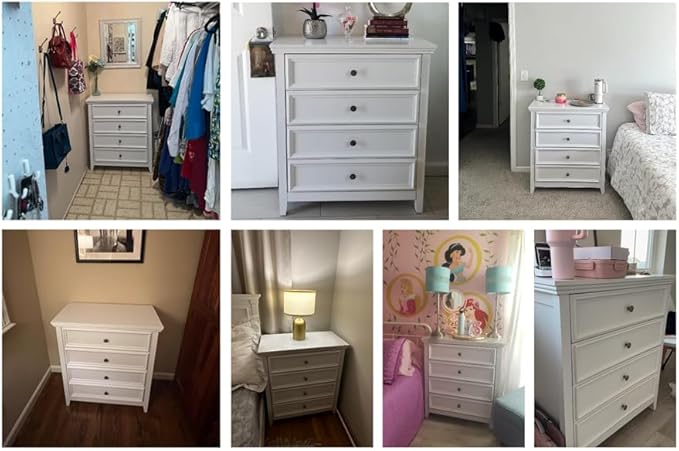 White Dresser for Bedroom,4 Chest of Drawers Dresser,Tall Nightstand Modern Clothes Organizer Cabinet for Bedroom,Closets,Hallway