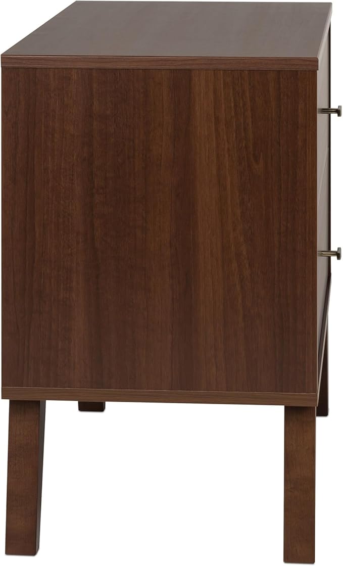 Prepac Milo Mid-Century Modern 2 Drawer Nightstand, Bedside Table, Contemporary Bedroom Furniture, 16"D x 25"W x 25"H, Cherry