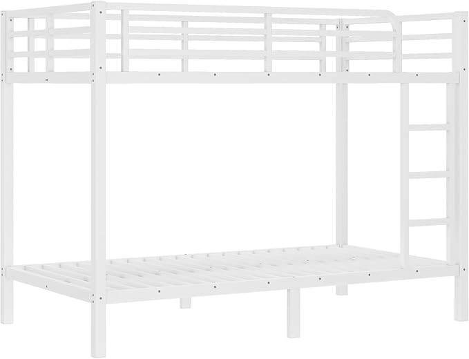 Bellemave Twin XL Over Twin XL Bunk Bed for Adults, Heavy Duty Bunk Beds Frame with Build in Ladder and Full Length Guardrail, Easy Assemble Bunkbeds, Noise Reduced, Mattress Not Included, White