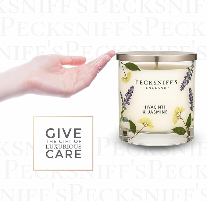 Pecksniff’s 1 Wick Candle – Jasmine & Hyacinth, 184 g / 6.49 oz – Long Lasting Burn, Elegant Home Decor & Relaxing Ambiance