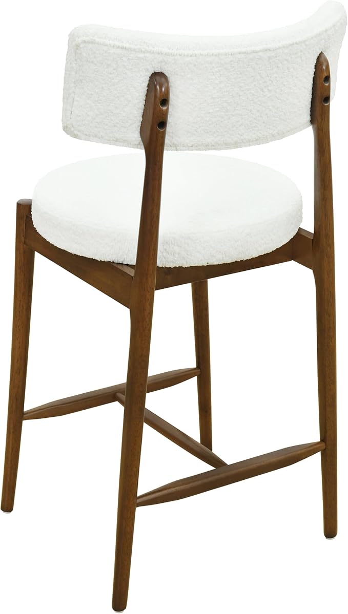 Christopher Knight Home Ebany 25.50" H Barstools Set of 2, Upholstered Counter Stool, Comfy Backrest Kitchen Stool, Rubberwood Frame Stool Chair, Bistro Chair for Kitchen Dining Room, Beige+Brown