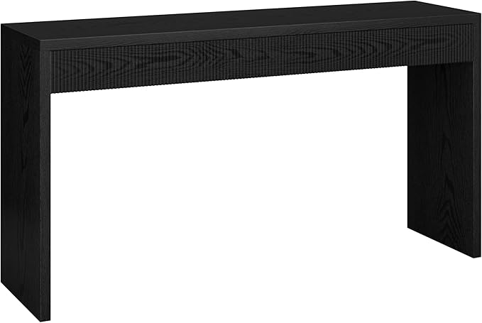Henn&Hart 55'' Wooden Rectangular Fluted Console Table Entryway Table, Sofa Table for Entryway, Living Room, Couch, Hallway, or Office, Black Grain