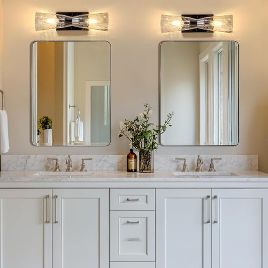 ANDY STAR Brushed Nickel Mirror for Wall, 20”x28” Silver Rectangle Bathroom Mirror, Modern Metal Mirror in Rounded Corner Stainless Steel Frame, 1’’ Deep Set Design Hangs Horizontal Or Vertical