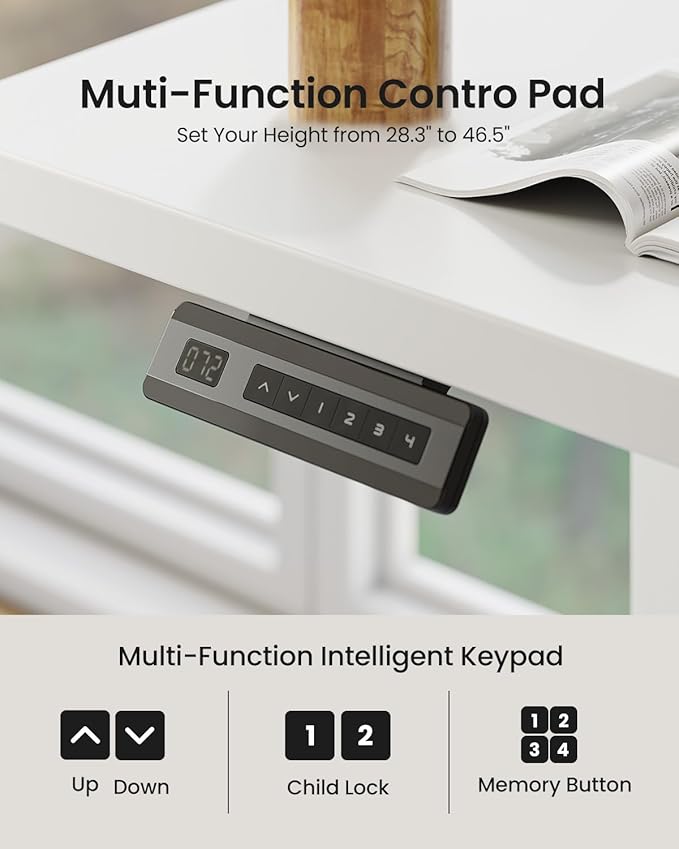 FEZIBO 55×32 inch L Shaped Electric Corner Standing Desk, 4 Memory Height Settings,Home Office & Computer Height Adjustable Table, Ergonomic Sit and Stand Up Workstation with Splice Board,White Top