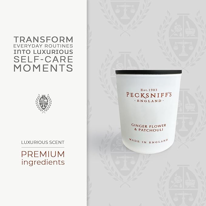 Pecksniff's Ginger Flower & Patchouli Luxury Scented Candle | 1 Wick, 100 g/3.5 oz