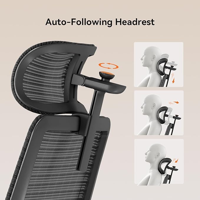 Newtral Office Chair Ergonomic with Footrest, Auto-Following Lumbar Support, High Back Desk Chair with 4D Armrest,136° Tilt Lock, Adjustable Seat Depth & Height (Supreme with Laptop Tray, Black)