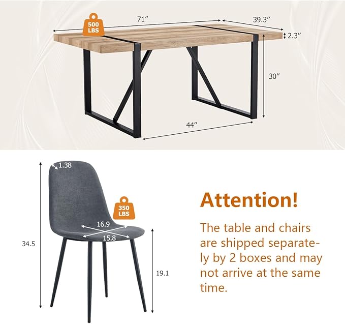 Dining Table Set for 8,9 Piece Dining Table Set,71'' Kitchen Table and Suede Nap Fabic Chairs Set of 8,for Kitchen Dining Room