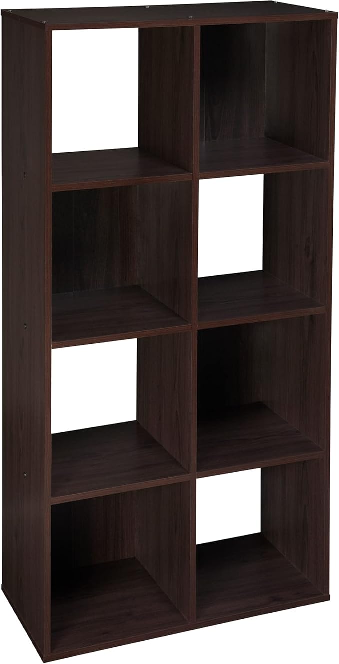 ClosetMaid Cubeicals 8 Cube Storage Shelf Organizer Bookshelf, Stackable, Vertical or Horizontal, Easy Assembly, Wood, Espresso Finish