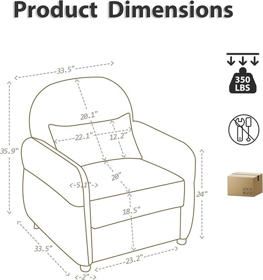 Modern Accent Chairs for Living Room, Comfy Chenille Armchairs with Storage, 33.5" W Single Reading Chairs for Bedroom, Study Room, Apartment, Tool Free Assembly, Mustard Yellow