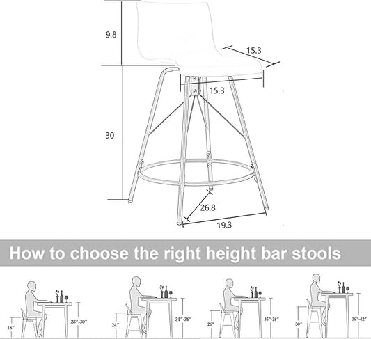 annjoe Swivel Bar Stools Metal Counter Height Stools Plastic Seat Chairs Set of 4 for Indoor Outdoor Home Kitchen Business (30" Gray)