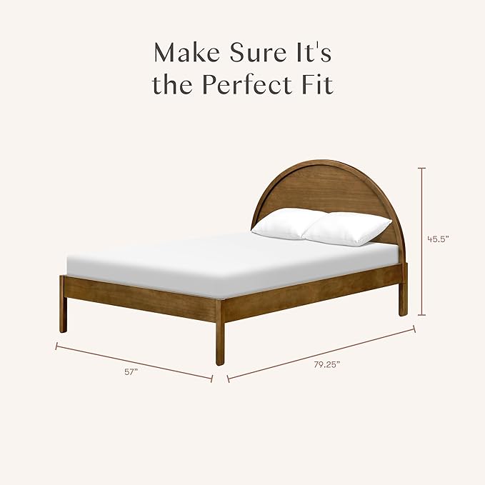 Babyletto Bondi Full Size Bed Frame - GREENGUARD Gold Certified - Full Size Platform Frame with Arched Headboard - Universal Mattress Fit - No Box Spring Needed - Durable Bedroom Furniture - Walnut
