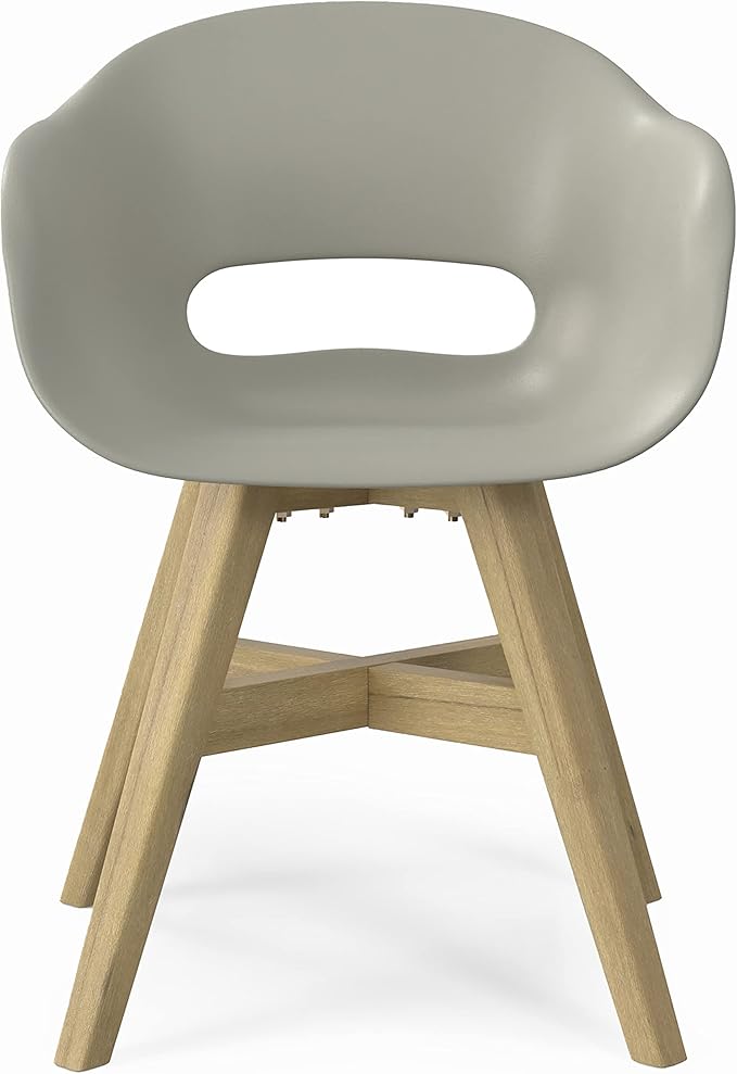 SIMPLIHOME Kona SOLID ACACIA WOOD 24 inch Wide Contemporary Outdoor Dining Chair in Plastic ( Set of 2 ) in Taupe for the Dining Room
