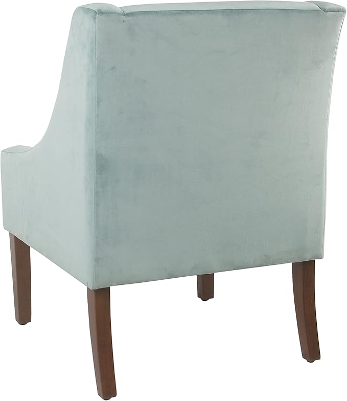 Homepop Home Decor | Upholstered Classic Swoop Arm Accent Chair | Accent Chairs for Living Room & Bedroom | Decorative Home Furniture, Light Velvet Aqua Blue