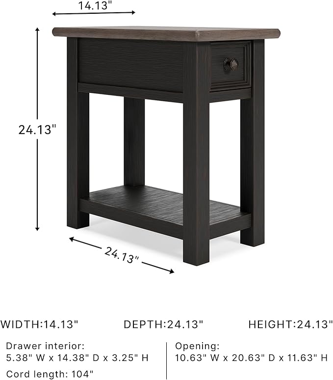 Signature Design by Ashley Tyler Creek Chair Side End Table, Light Brown & Whitewash