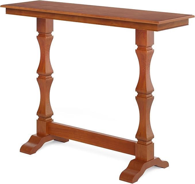 LITTLE TREE Bar Height Table, Small Pub Table with Solid Wood Base, Retro Mid-Century Design, Indoor Cocktail Bar for Small Spaces, Kitchen, Living Room, Mocha Brown
