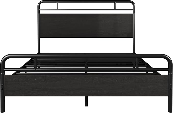 Allewie Full Size Platform Bed Frame with Wooden Headboard and Footboard, Heavy Duty 13 Metal Slats Support, Under-Bed Storage, No Box Spring Needed, Noise Free, Easy Assembly, Black Oak