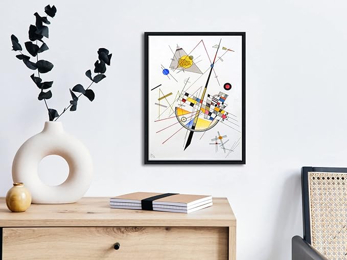 Wieco Art Framed Canvas Wall Art Delicate Tension #85, 1923 by Wassily Kandinsky Classic Famous Paintings Reproductions Canvas Wall Art for Home Office Decoration