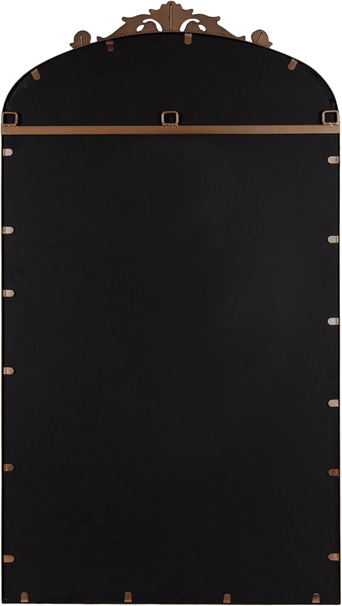 Kate and Laurel Arendahl Glam Arched Tall Panel Mirror; 24 x 42; Bronze; Traditional Baroque Large Body Wall Mirror with Ornate Garland Inspired Crown
