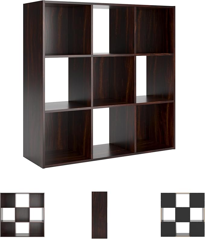 Signature Design by Ashley Glosmount 9 Cube Storage Organizer or Bookcase, Cherry & Light Brown