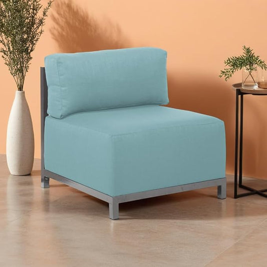 Howard Elliott Axis Chair with Cover for Both Indoor & Outdoor Seating, Cushioned & Seating Titanium Frame for Living Room, Office and Bedroom, 30.5 x 32.5 x 30 Inches, Sterling Breeze
