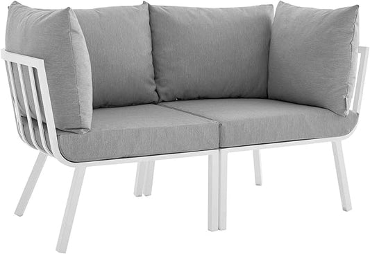 Modway Riverside Outdoor Furniture, 2-Piece Set, White Gray