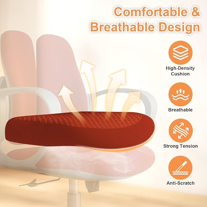 Ergonomic Office Chair Desk Chair Dual-backrest Computer Chair with Flexible Lumbar Support and Adjustable Height, 500lbs Extra Wide Seat with Wheels, for Home & Office Use Red