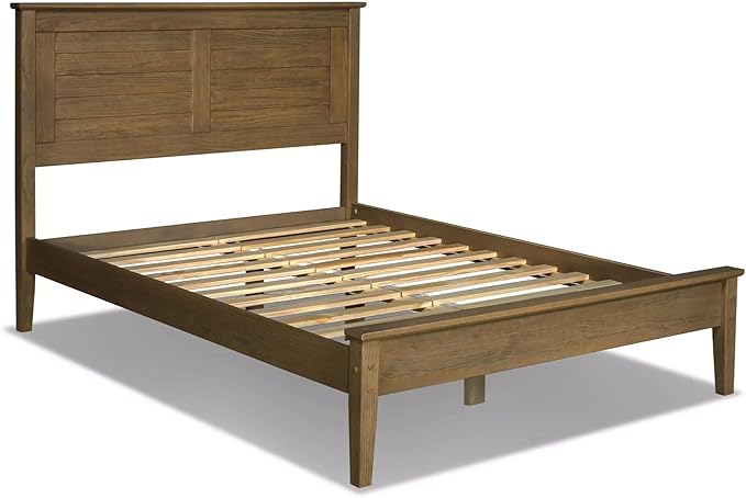 Grain Wood Furniture Greenport Solid Wood Platform Bed, Queen Size, Brushed Hickory