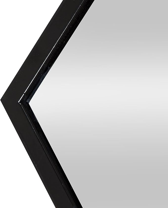 Kate and Laurel McNeer Large Hexagon Metal Wall Mirror, 31x22, Black