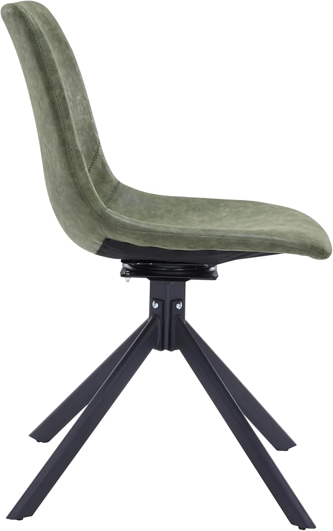 LeisureMod Markley Swivel Leather Dining Side Chair with Durable Iron Legs – Comfortable Accent Chair for Kitchen, Dining Room, or Office Set of 4