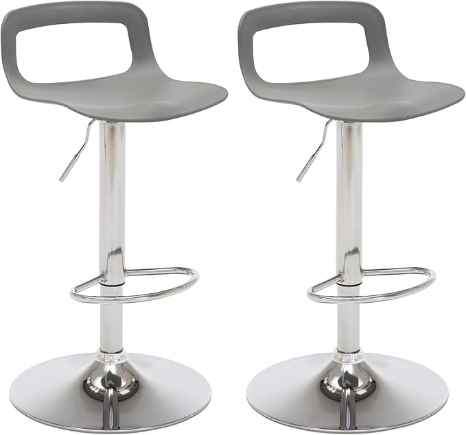NOBPEINT NOB Contemporary Chrome Air Lift Adjustable Swivel Bar Stool (6 Pieces, Gray)