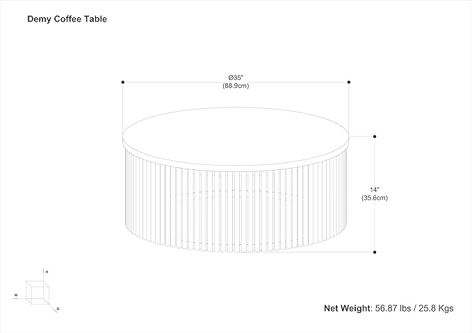 SIMPLIHOME Demy Coffee Table - 35 inch Wide Industrial Contemporary Round Cocktail Table in Natural and Black, Sculptural Living Room Table with Wood Veneer Top and Powder Coated Metal Base, Assembled