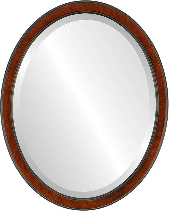 OVALCREST Oval Beveled Wall Mirror for Home Decor - Toronto Style - Vintage Cherry - 18" x 14"