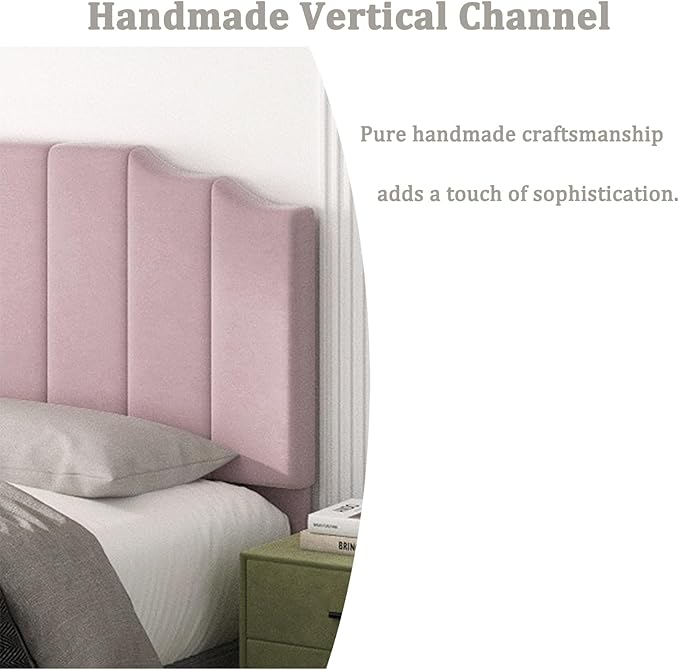 King Size Headboard Only, Velvet Wall Mounted Headboard King for Adjustable Bed Modern Upholstered Head Board Easy Assembly, Pink