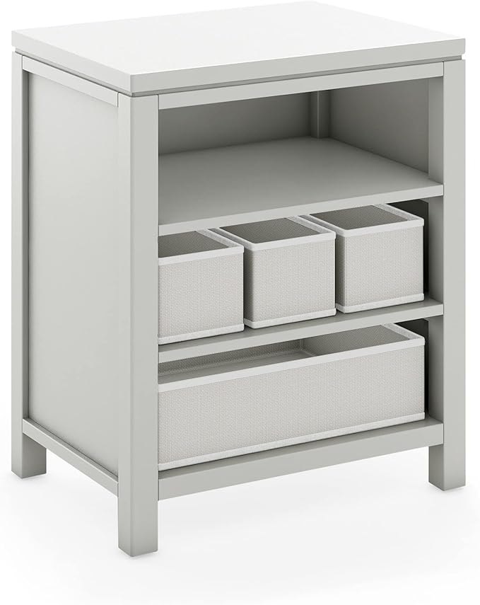 Martha Stewart Crafting Kids' Open Storage - Gray: Wooden Shelving with Bins for Art Supplies, Single-Sided Organization with Compartments