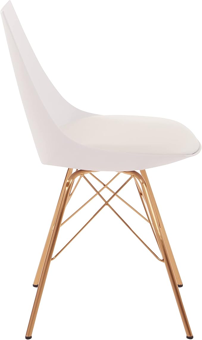 OSP Home Furnishings Oakley Mid-Century Modern Bucket Chair, Faux Leather,White