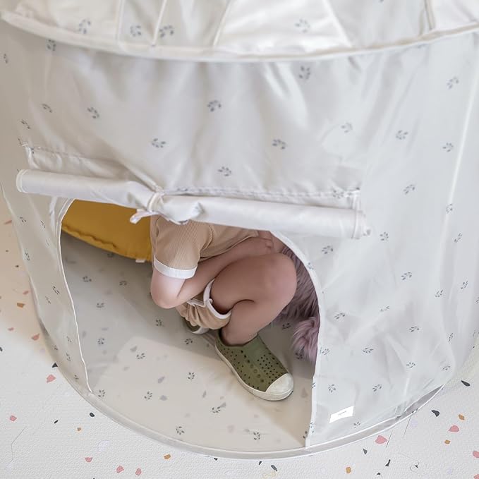 3 Sprouts Kids Play Tent - Sustainable Recycled Fabric β Fun Spacious Childs Playhouse for Indoor Games for Boys & Girls - Durable Fort Pop Up House for Toddlers & Children Age 3-10 - Blueberry Taupe