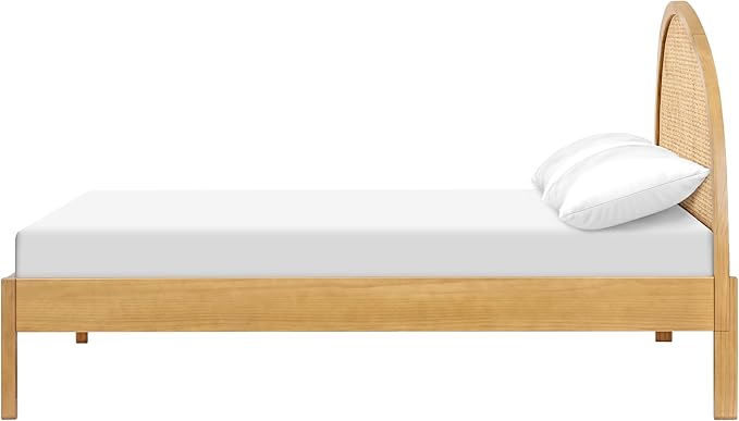 Babyletto Bondi Cane Full Size Bed Frame with Headboard & Footboard - GREENGUARD Gold Certified - Cane Paneling Platform Bedframe for Kids & Tweens - Solid Wood Full Bed No Box Spring Needed - Honey