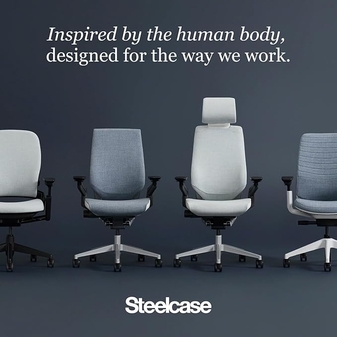 Steelcase Gesture Office Chair - Ergonomic Work Chair with Wheels for Carpet - Comfortable - Intuitive-to-Adjust for Desk - 360-Degree Arms - Blue Jay Fabric