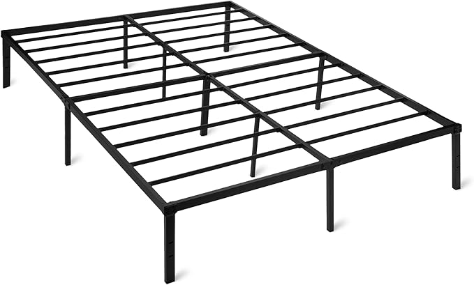 Amazon Basics-Metal Bed Frame, Non-Foldable Platform Bed, Easy Assembly, Queen, 60W x 80L in, Black
