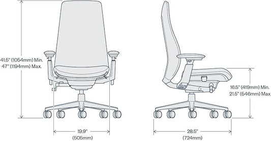 Haworth Fern Ergonomic Office Chair – Stylish and Innovative Desk Chair with Digital Knit Finish - Without Lumbar Support (Charcoal Black)