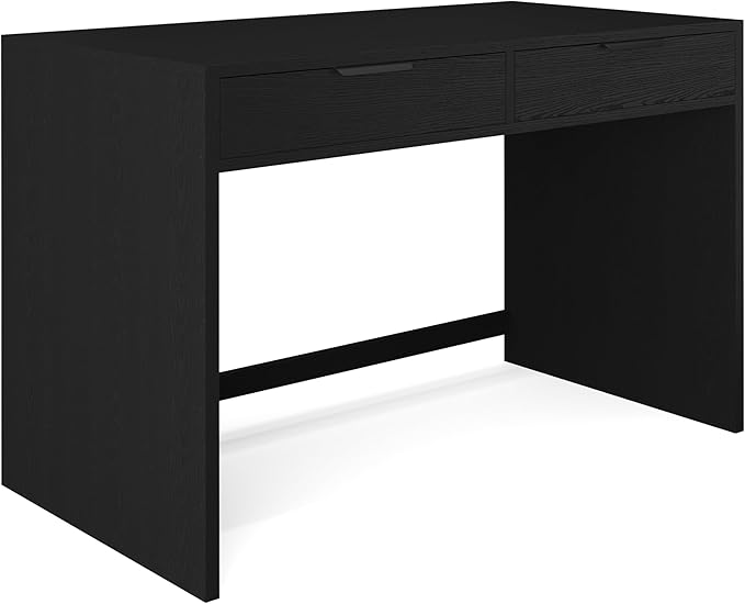 Martha Stewart Kayden Home Office Modular Desk with 2 Drawers in Black with Oil Rubbed Bronze Hardware