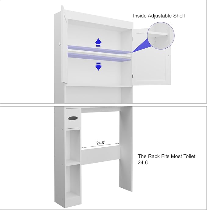 Over-The-Toilet Storage Cabinet with 2 Doors,Home Space-Saving Toilet Rack, Farmhouse Style for Bathroom, Restroom, Laundry