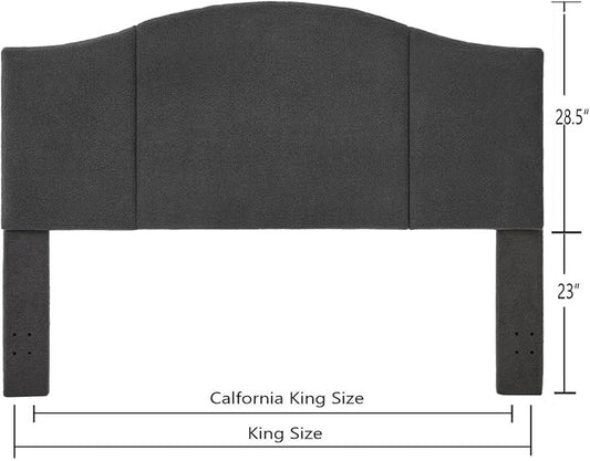 24KF Middle Century Upholstered Foldable California King Size Headboard,Comfortable Boucle Teddy Fabric Headboard King/CA King, 6033-K-Dark Gray