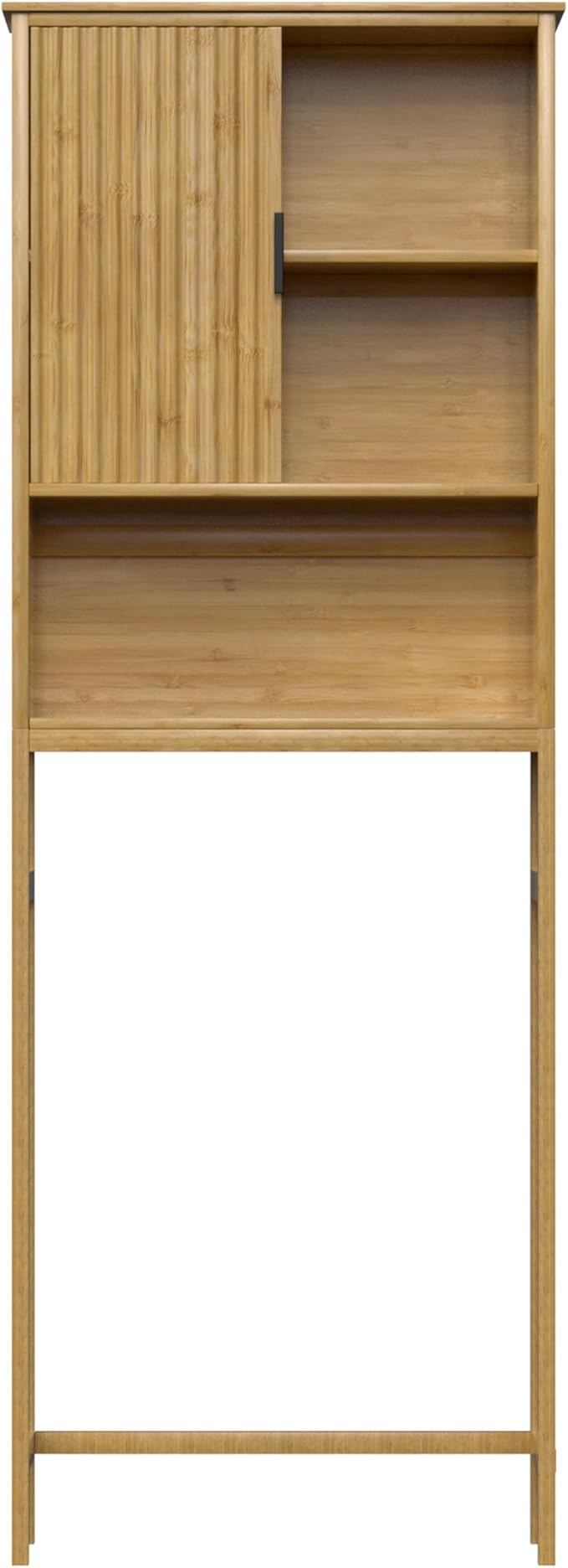 MUPATER 66.9” Bamboo Over The Toilet Storage Cabinet, Bathroom Space Saver, Bathroom Freestanding Over The Toilet with Open Storage, Natural