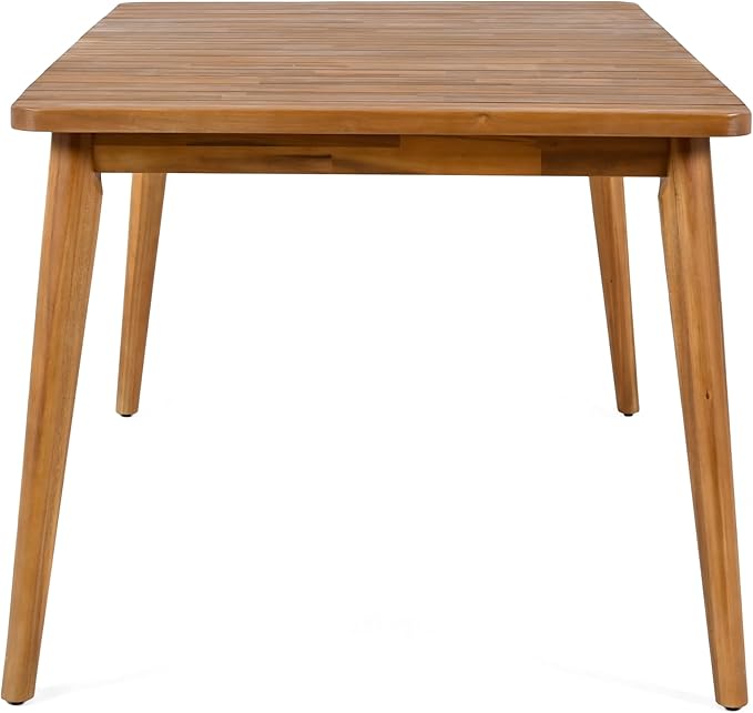 Christopher Knight Home Peggy 63" Farmhouse Patio Acacia Wood Dining Table, Indoor and Outdoor Dining Room Table for 6 Persons, Rectangular Dining Table for Backyard/Garden, Teak Brown
