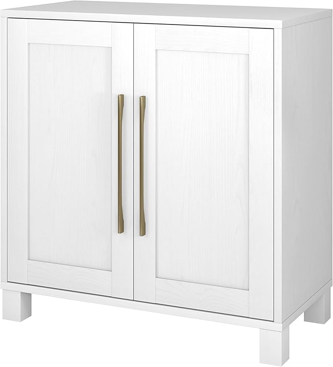 Henn&Hart 28" Wooden Accent Cabinet, Modern Sideboard Buffet Cabinet with 2 Doors and an Adjustable Shelf for Living Room, Dining Room, Bedroom or Entryway, White