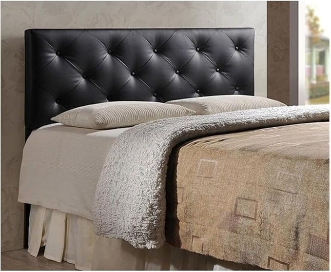 Bohemian Bliss Modern and Faux Leather Upholstered Headboard Black/King