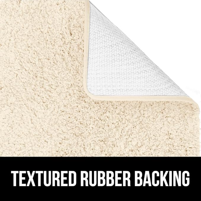 GORILLA GRIP Bathroom Rugs, 60x24, Ultra Soft Absorbent Mat, Thick Plush Bath Rug, Machine Washable, Microfiber Quick Dry, Mats for Shower, Bathtub and Floor, Home Decor Accessories, Ivory